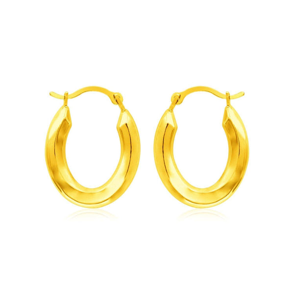 14k Yellow Gold Polished Oval Hoop Earrings