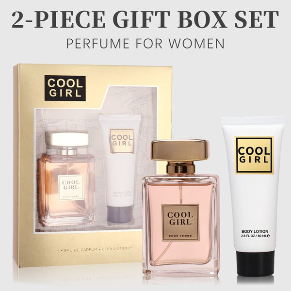 2-piece set, women's perfume spray and body lotion gift box, lasting fragrance, aldehydes, jasmine, ylang, orange blossom, bergamot, lemon flavor, very suitable for holiday gifts, dates, parties Berry Charmz