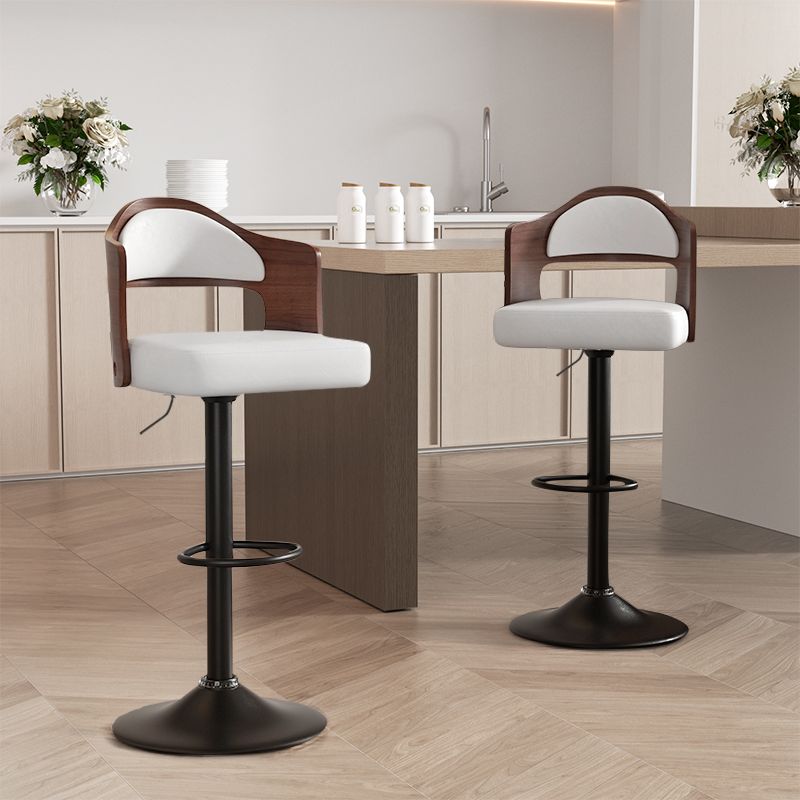 Set of 2  Wooden Barstools PU Leather Upholstered Bar Chairs BLAKHOM