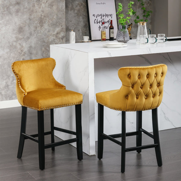 Yellow Velvet Barstool BLAKHOM