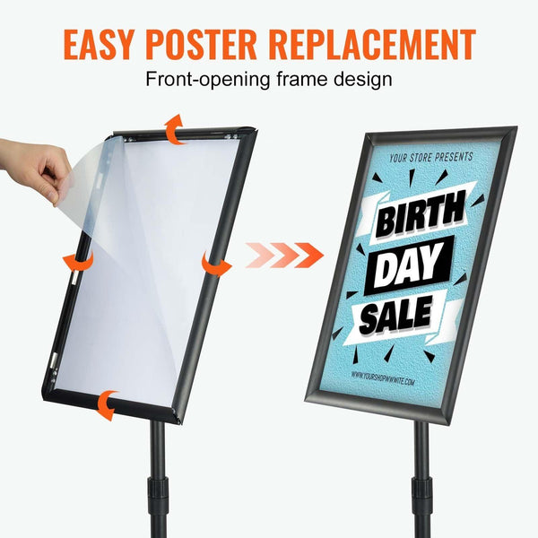 Pedestal Sign Holder, 11 x 17 Inch Vertical and Horizontal Adjustable Poster Stand