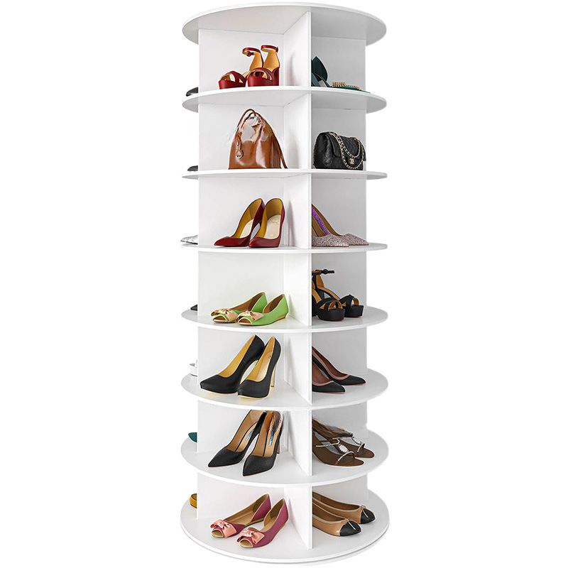 7 Tier Rotating Shoe Rack Tower, Spinning Shoe Display, 360 Shoe Rack Storage Round Carousel, Vertical Handbag Rotate Shoes Closet Organization, Christmas Gift (WHITE) Berry Charmz