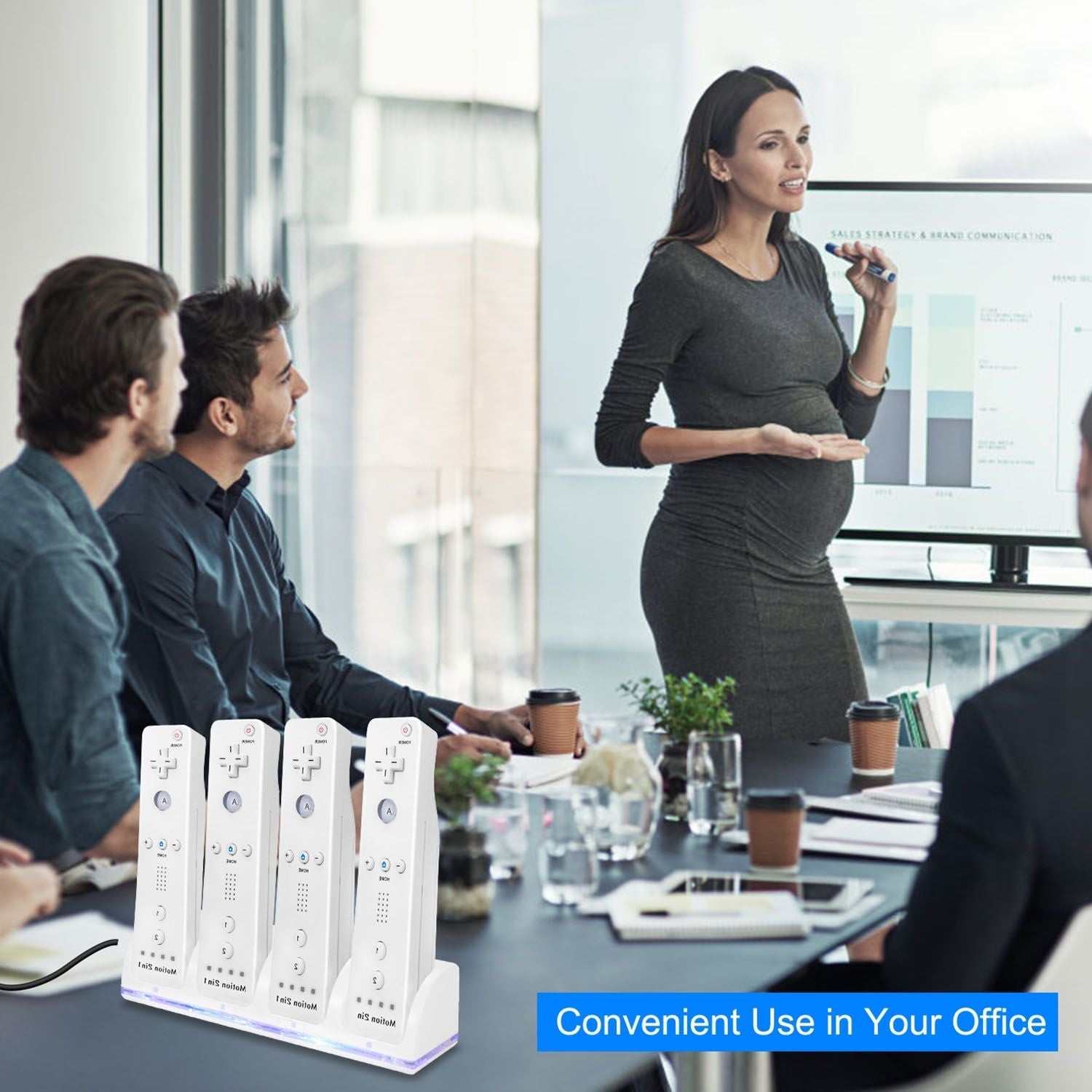 4 Remotes Charging Dock Game Controller Charger 2800mAh Rechargeable Battery Charging Stations w/ LED Indicator for Wii Nintendo Berry Charmz