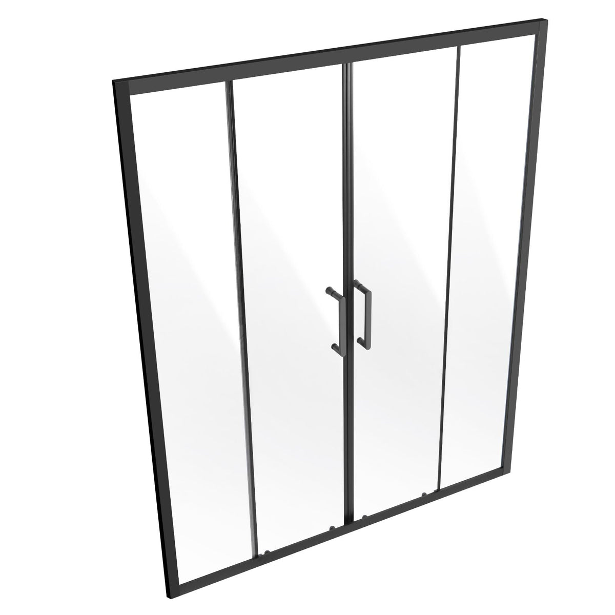 Semi-frameless Shower Door, 57.8-59 W x 70 H in, Double Sliding Glass Door- Matte Black