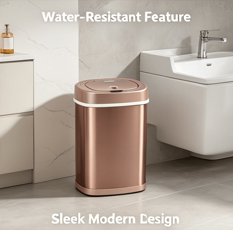 Automatic Sensor Trash Can, Stainless Steel Touch-Free Garbage Bin with Odor Sealing Lid, Waterproof Smart Waste Bin for Kitchen Bathroom Bedroom Office Home Indoor Use