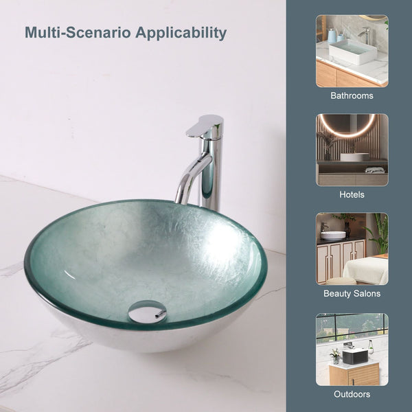 Above Counter Artistic Tempered Glass Bathroom Sink Transparent Counter Top Bathroom Single Bowl Vessel Basin