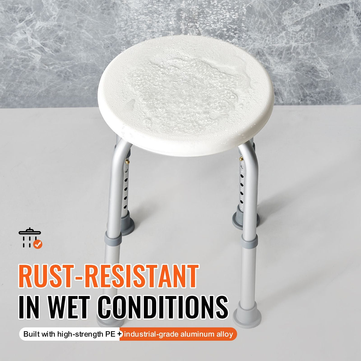 Adjustable Shower Stool Non-Slip Bath Seat 300 lb Capacity