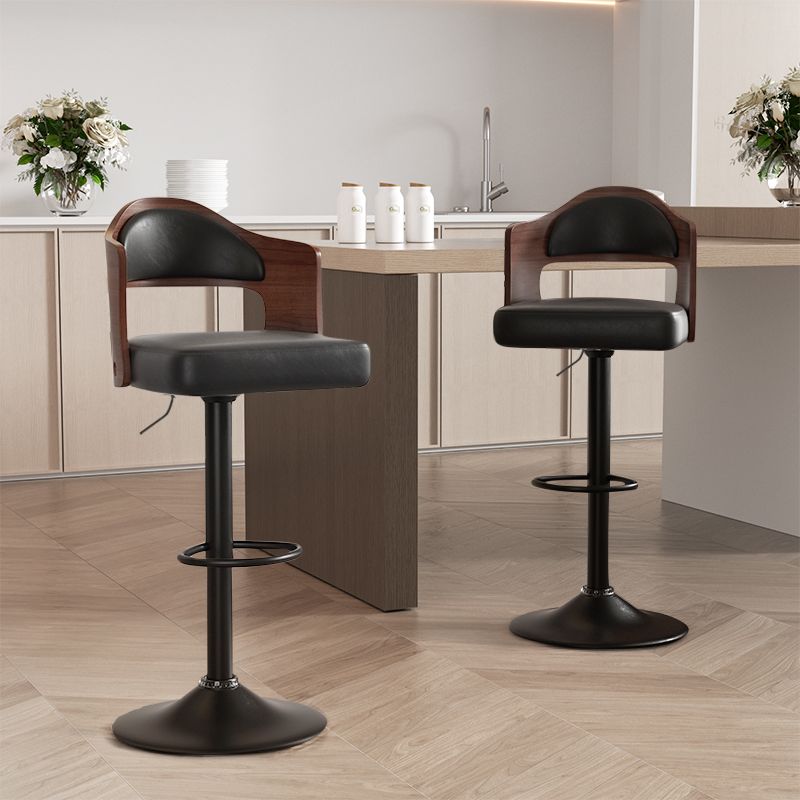 Set of 2  Wooden Barstools PU Leather Upholstered Bar Chairs BLAKHOM
