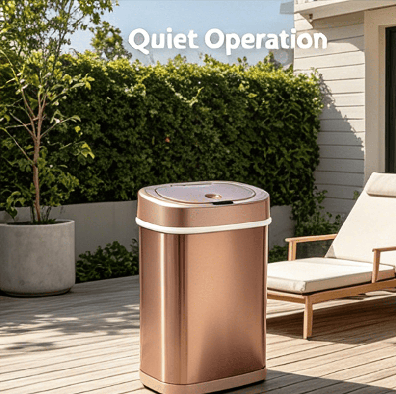 Automatic Sensor Trash Can, Stainless Steel Touch-Free Garbage Bin with Odor Sealing Lid, Waterproof Smart Waste Bin for Kitchen Bathroom Bedroom Office Home Indoor Use