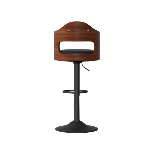 Set of 2  Wooden Barstools PU Leather Upholstered Bar Chairs BLAKHOM