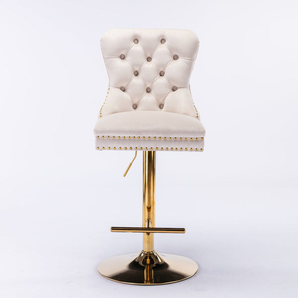 Set of 2 Thick Golden Swivel Velvet Barstools BLAKHOM
