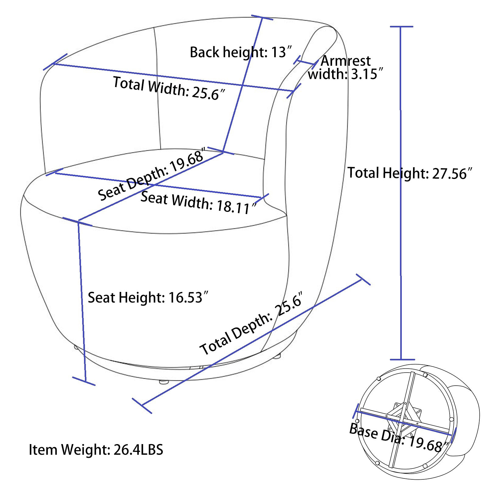 Fabric Swivel Armchair 