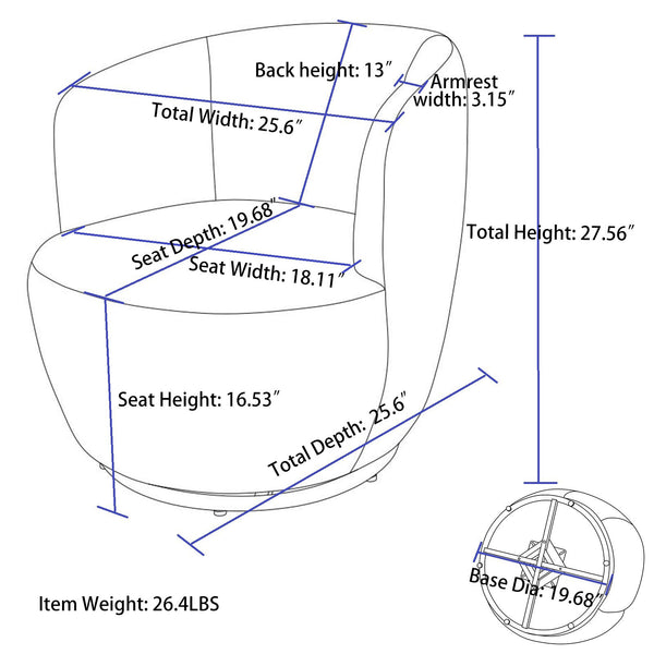 Fabric Swivel Armchair 