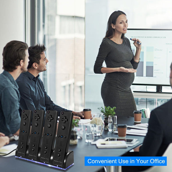 4 Remotes Charging Dock Game Controller Charger 2800mAh Rechargeable Battery Charging Stations w/ LED Indicator for Wii Nintendo Berry Charmz