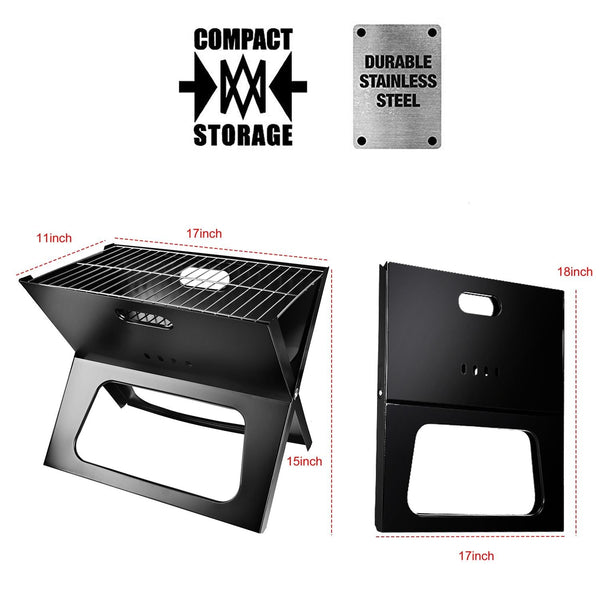 Foldable Charcoal BBQ Grill – Portable Triangle Design for Camping