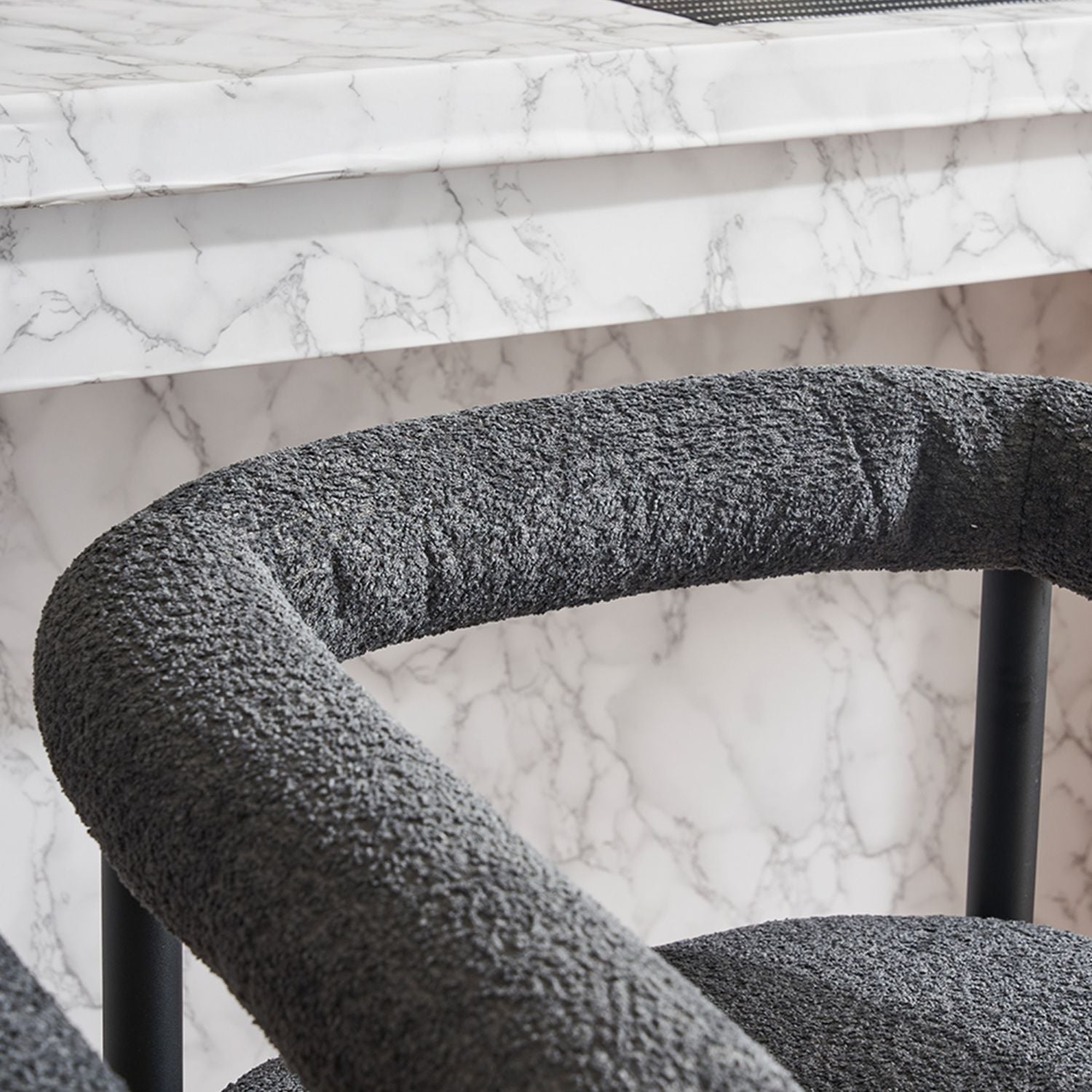 Modern Upholstered Bar Stools Set of 2, Boucle Fabric Counter Height Chairs BLAKHOM