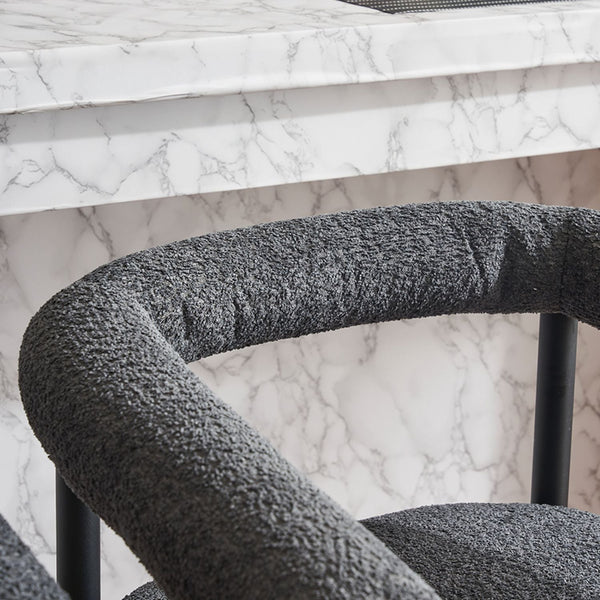 Modern Upholstered Bar Stools Set of 2, Boucle Fabric Counter Height Chairs BLAKHOM