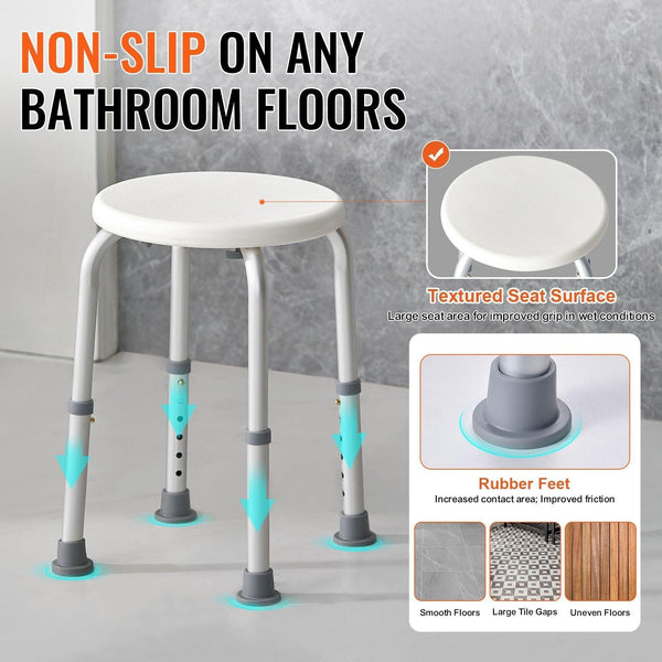 Adjustable Shower Stool Non-Slip Bath Seat 300 lb Capacity