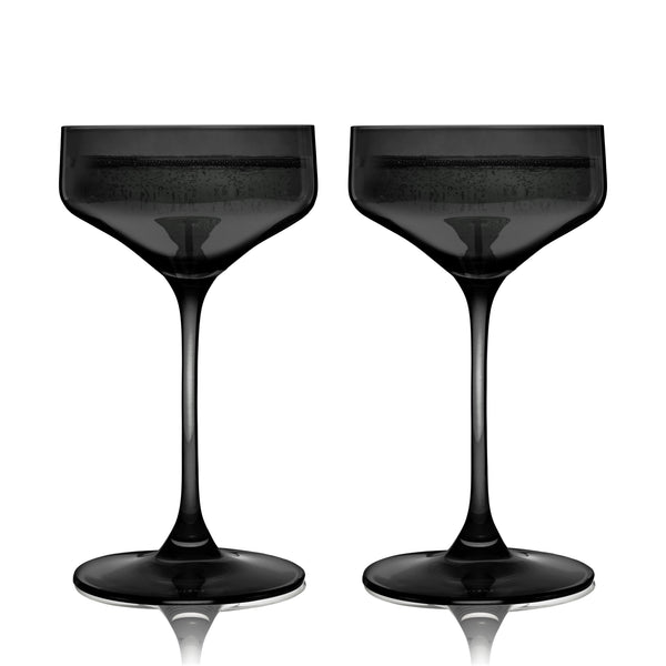 Reserve Nouveau Crystal Coupe Glasses in Smoke Set of 2