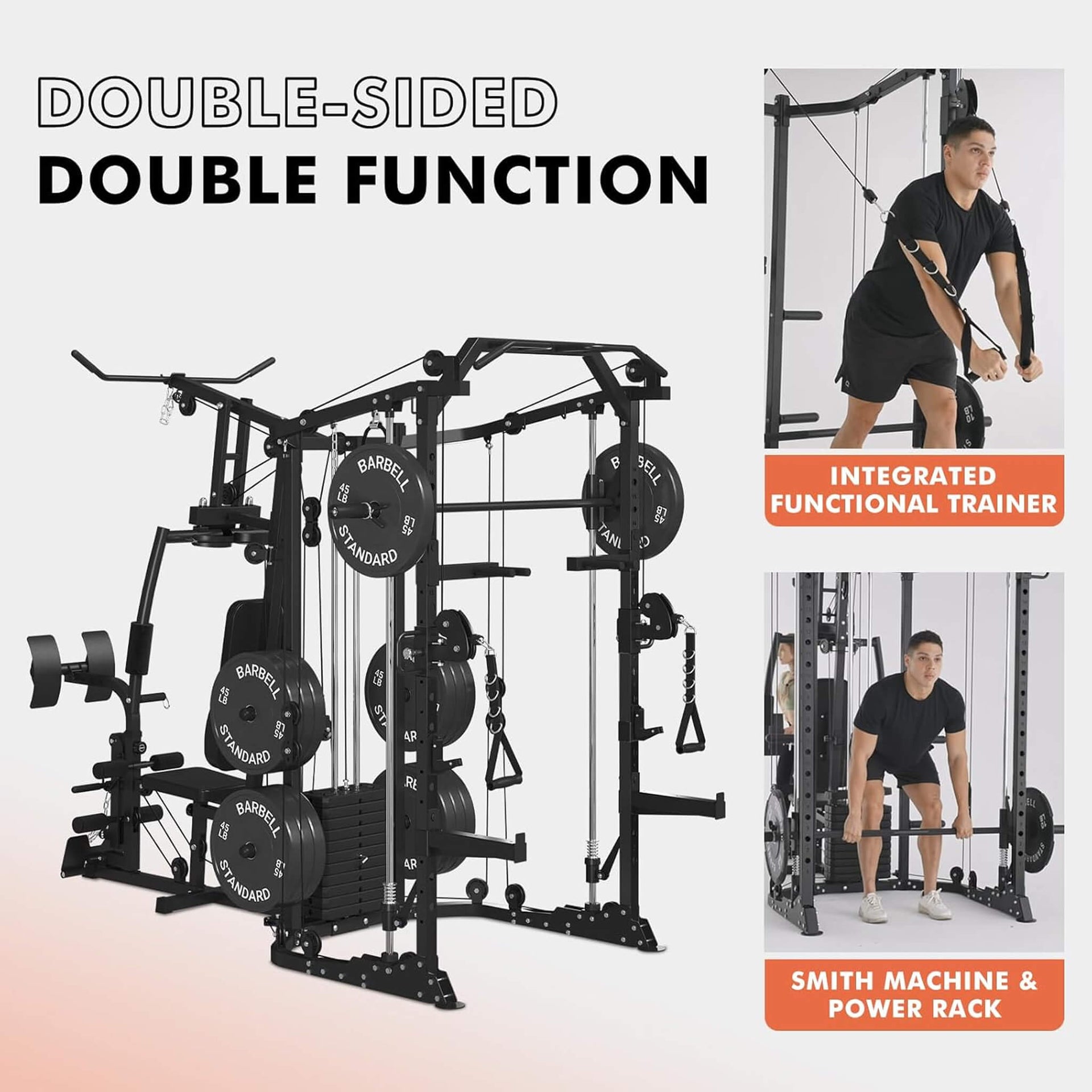 Dual Station Smith Machine With Cable Crossover Home Gym (SAK24079)