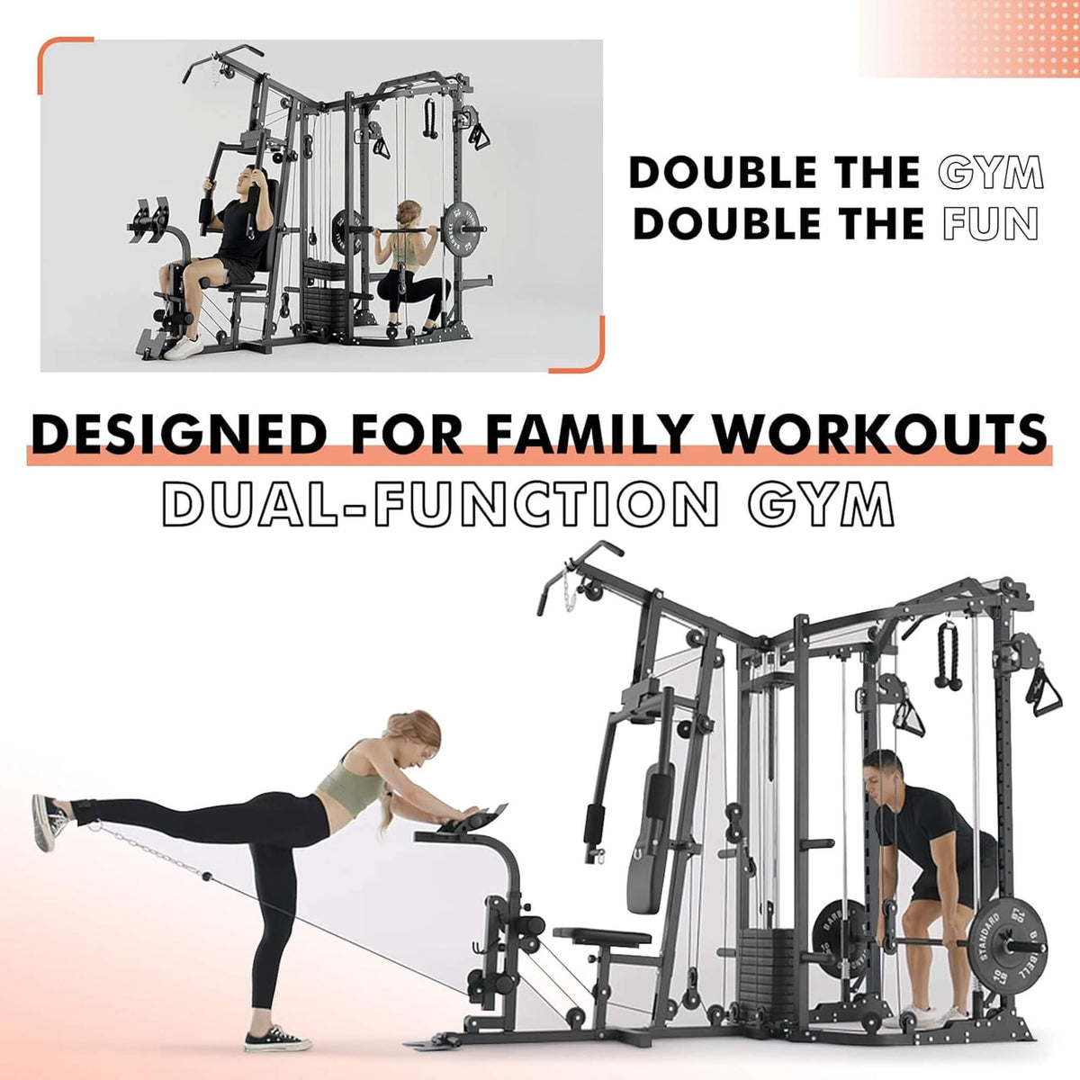 Dual Station Smith Machine With Cable Crossover Home Gym (SAK24079)