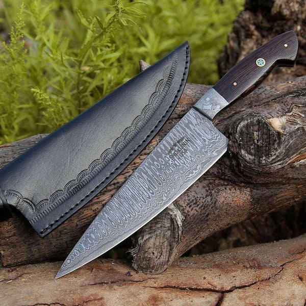 Duece Custom Chef Knife with Exotic Wenge Wood Handle - Gifts for You 'n Me