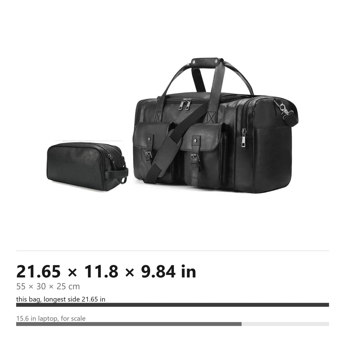 Men’s Vegan Leather Duffel Bag – With Toiletry Set