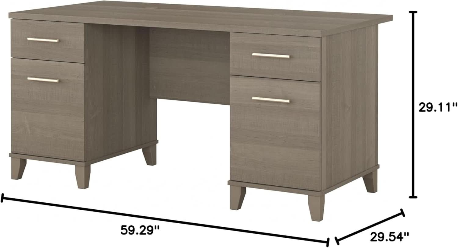 Durable 60W Office Desk with Drawers in Gray