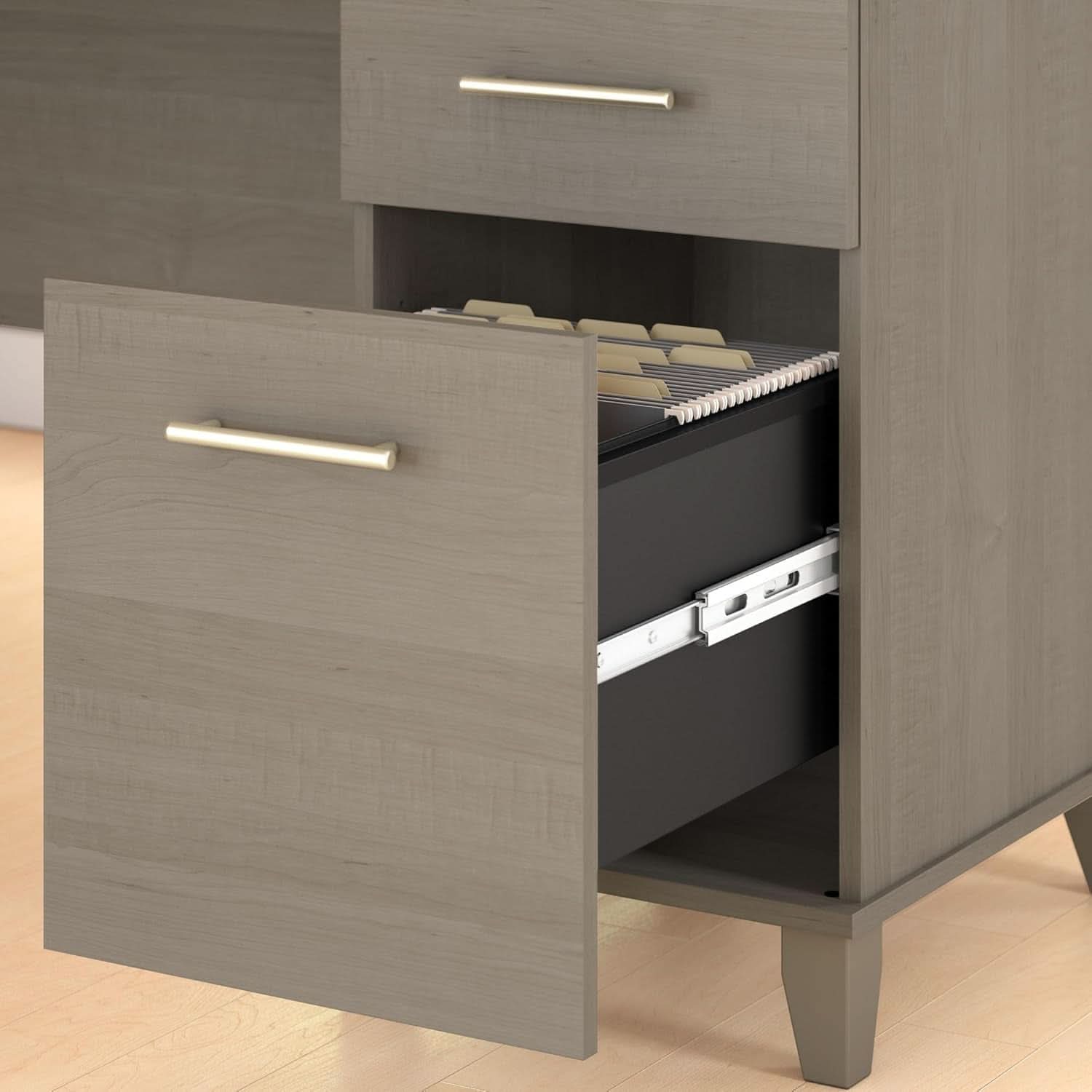 Durable 60W Office Desk with Drawers in Gray