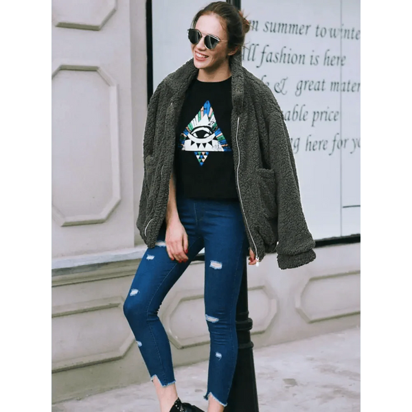 Durable Autumn Winter Faux Fur Coat For Women Casual Warm Soft Zipper Fur Jacket Plush Overcoat Pocket Plus Size Teddy Coat For Female