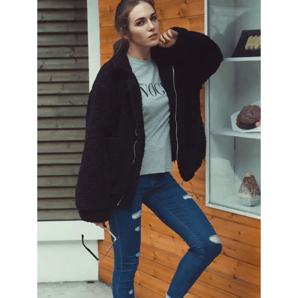 Durable Autumn Winter Faux Fur Coat For Women Casual Warm Soft Zipper Fur Jacket Plush Overcoat Pocket Plus Size Teddy Coat For Female