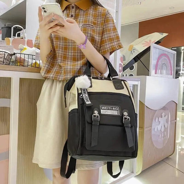 Durable Backpacks for School Teenagers Girls Designer Patchwork Bagpack With Cute Ring Bag For Travel, Laptop, Backpack Women Notebook