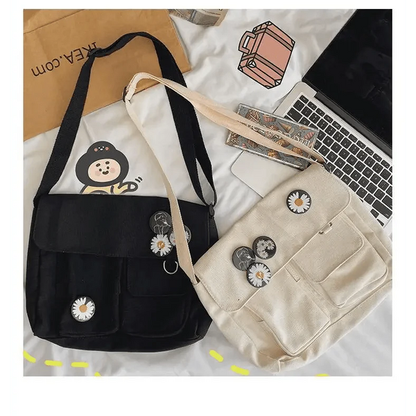 Durable Canvas Diagonal Cross Bag Youth Fashion And Casual Version Ladies Large Capacity Shoulder Bag For Women And Girls