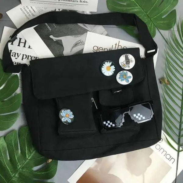 Durable Canvas Diagonal Cross Bag Youth Fashion And Casual Version Ladies Large Capacity Shoulder Bag For Women And Girls