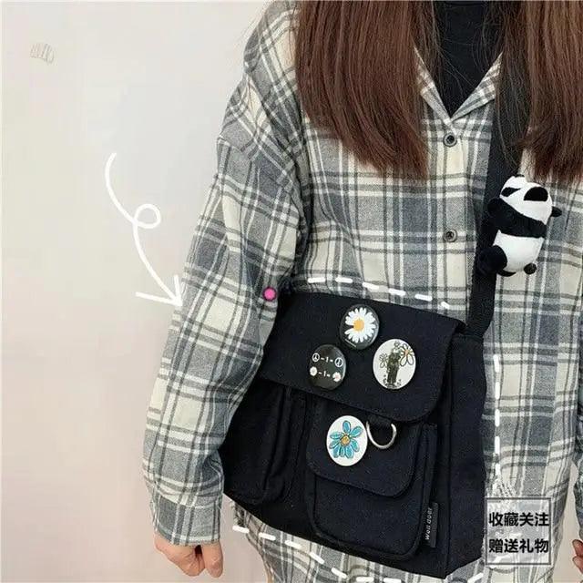 Durable Canvas Diagonal Cross Bag Youth Fashion And Casual Version Ladies Large Capacity Shoulder Bag For Women And Girls