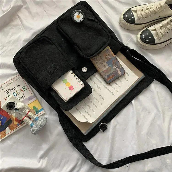 Durable Canvas Diagonal Cross Bag Youth Fashion And Casual Version Ladies Large Capacity Shoulder Bag For Women And Girls