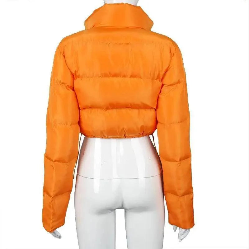 Durable Faux PU Leather Bubble Puffer Winter Warm Jacket Women Coats Long Sleeve Outerwear Zipper Casual Slim jacket