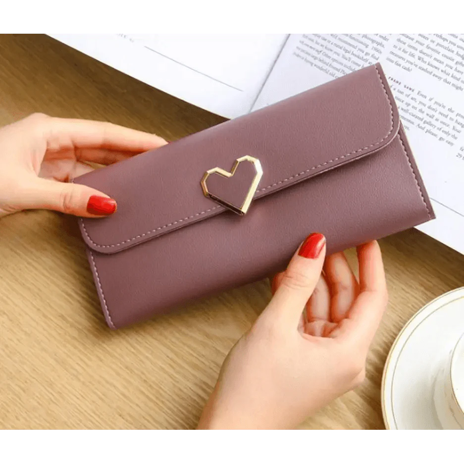 Durable Purses Luxury Love Heart Wallets For Ladies And Girls Smart Money Pocket, Card Holder Female Wallets And Phone Clutch Bag