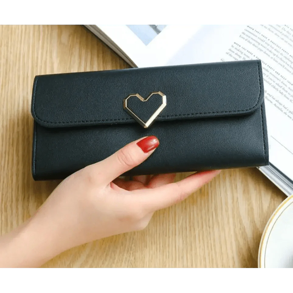 Durable Purses Luxury Love Heart Wallets For Ladies And Girls Smart Money Pocket, Card Holder Female Wallets And Phone Clutch Bag