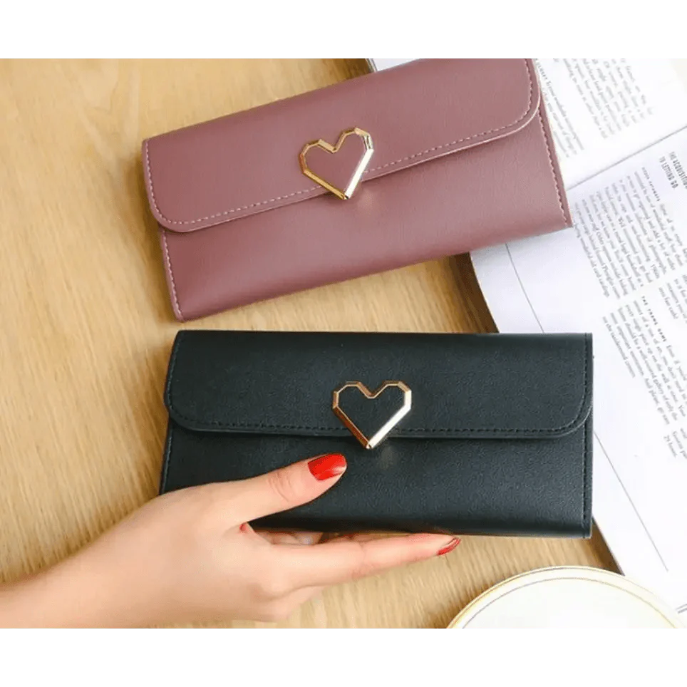 Durable Purses Luxury Love Heart Wallets For Ladies And Girls Smart Money Pocket, Card Holder Female Wallets And Phone Clutch Bag