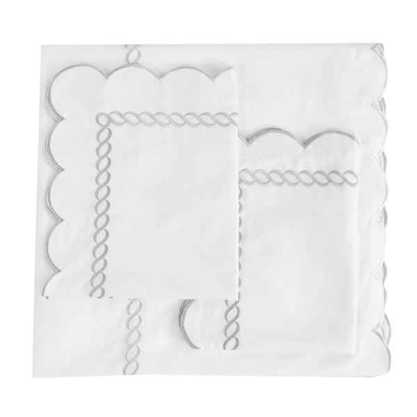 600 Thread Count Scallop Rope Embroidered Cotton Duvet Set