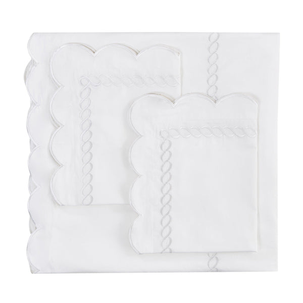 600 Thread Count Scallop Rope Embroidered Cotton Duvet Set