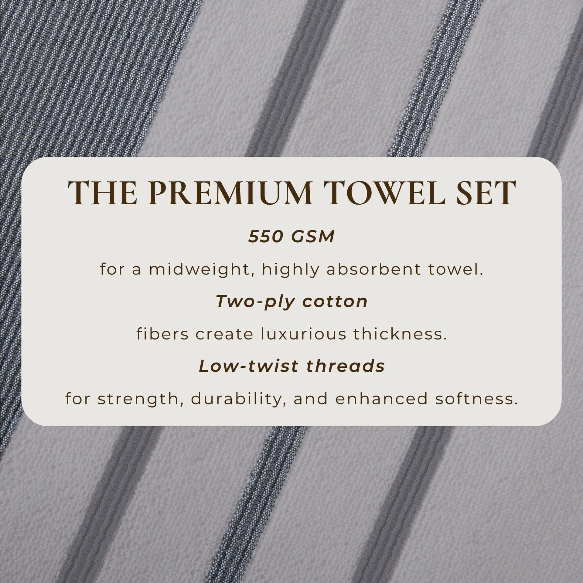 Decorative Cotton Stripe Bath Towel Set - Noelle Collection