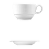 Corby Hall Duo Cup, Stackable || Saucer | Catalog Number: 010 0183 | Dimensions: 9 fl oz (275 ml) || Catalog Number: 010 0182 | Dimensions: 6 5/8 in (17 cm)