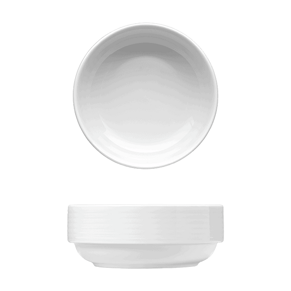 Corby Hall Duo Round Bowl, Stackable | Catalog Number: 010 0092 | Dimensions: 5 3/8 in (13 cm) 16 fl oz (473 ml)