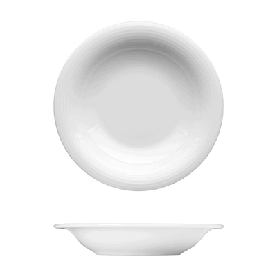 Corby Hall Duo Round Deep Plate | Catalog Number: 010 0025 | Dimensions: 8 1/2 in (22 cm) 8 fl oz (237 ml)