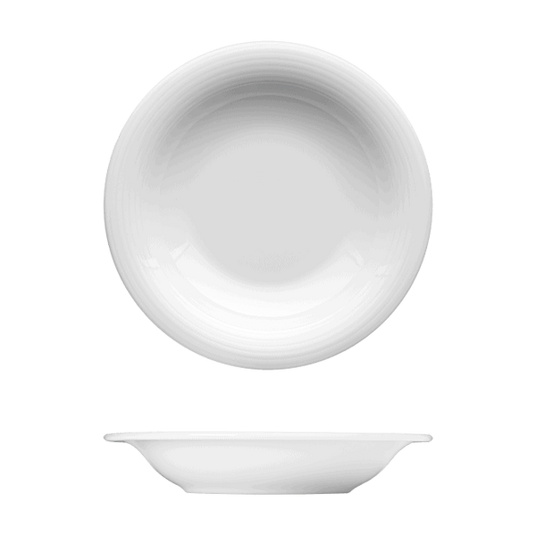 Corby Hall Duo Round Deep Plate | Catalog Number: 010 0025 | Dimensions: 8 1/2 in (22 cm) 8 fl oz (237 ml)