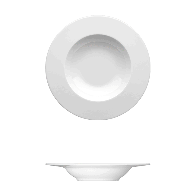 Corby Hall Ecos Deep Round Plate | Catalog Number: 046 0025 | Dimensions: 9 7/8 in (25 cm) 10 fl oz (295 ml)