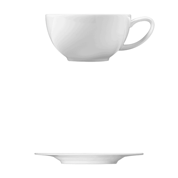 Corby Hall Ecos Cup || Saucer | Catalog Number: 045 0191 | Dimensions: 8 fl oz (265 ml) || Catalog Number: 046 0182 | Dimensions: 7 1/8 in (18 cm)