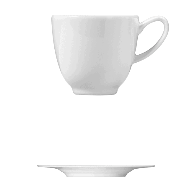 Corby Hall Ecos Cup || Saucer | Catalog Number: 045 0199 | Dimensions: 4 fl oz (100 ml) || Catalog Number: 046 0202 | Dimensions: 5 1/8 in (12 cm)
